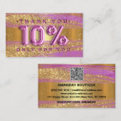 100 Logo QRCODE 10%OFF Code Gold Glitter Pink Lux Visitekaartje (Voorkant / Achterkant)
