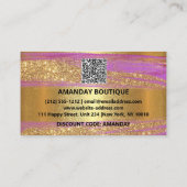 100 Logo QRCODE 10%OFF Code Gold Glitter Pink Lux Visitekaartje (Achterkant)