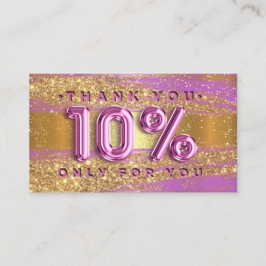 100 Logo QRCODE 10%OFF Code Gold Glitter Pink Lux Visitekaartje (Voorkant)