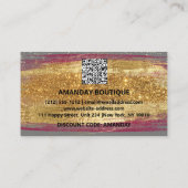 100 Logo QRCODE 10%OFF Code Goud Glitter Roze Visitekaartje (Achterkant)