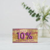 100 Logo QRCODE 10%OFF Code Goud Glitter Roze Visitekaartje (Staand voorkant)
