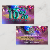 100 Logo QRCODE 10%OFF Dank Blauwgroen Holograaf Visitekaartje (Voorkant / Achterkant)