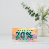 100 Logo QRCODE 20%OFF Code Blauwgroen Holographic Visitekaartje (Staand voorkant)