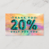 100 Logo QRCODE 20%OFF Code Blauwgroen Holographic Visitekaartje (Voorkant)