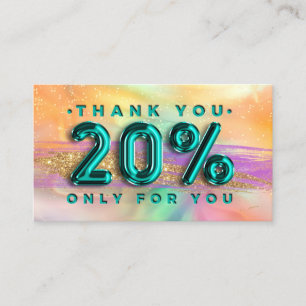 100 Logo QRCODE 20%OFF Code Blauwgroen Holographic Visitekaartje