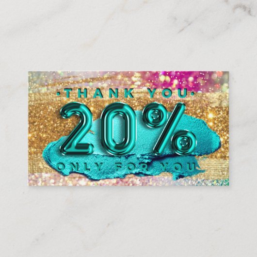 100 Logo QRCODE 20%OFF Code Gold Glitter Holograaf Visitekaartje (Voorkant)