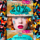 100 Logo QRCODE 20%OFF Code Gold Glitter Holograaf Visitekaartje