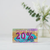 100 Logo QRCODE 20%OFF Code Goud Glitter Roze Lux Visitekaartje (Staand voorkant)