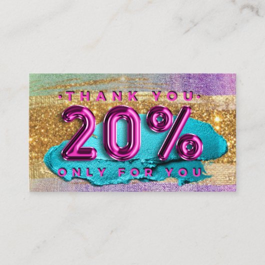 100 Logo QRCODE 20%OFF Code Goud Glitter Roze Lux Visitekaartje (Voorkant)