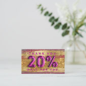 100 Logo QRCODE 20%OFF Code Goud Glitter Roze Visitekaartje (Staand voorkant)