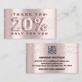 100 Logo QRCODE 20%OFF Code Roos Glitter Roze Visitekaartje (Voorkant / Achterkant)