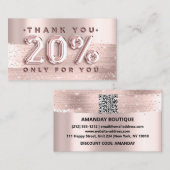 100 Logo QRCODE 20%OFF Code Roos Glitter Strokes Visitekaartje (Voorkant / Achterkant)