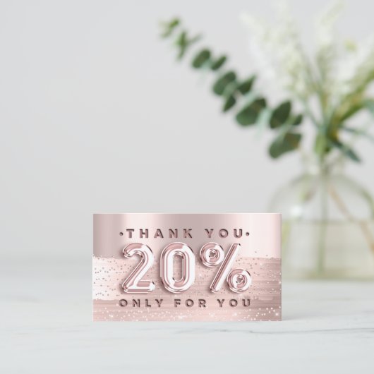 100 Logo QRCODE 20%OFF Code Roos Glitter Strokes Visitekaartje (Staand voorkant)