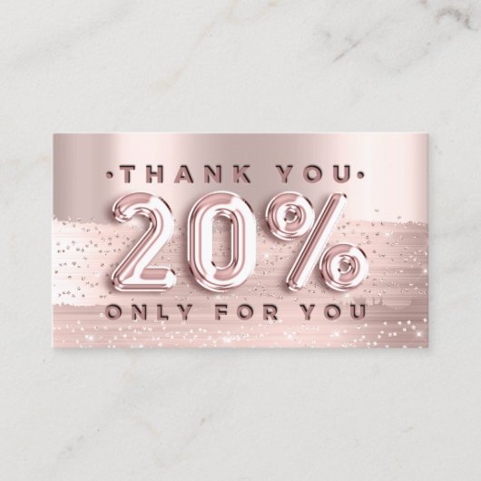 100 Logo QRCODE 20%OFF Code Roos Glitter Strokes Visitekaartje (Voorkant)