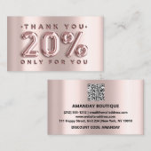 100 Logo QRCODE 20%OFF Code Roos Metaal Roze Visitekaartje (Voorkant / Achterkant)