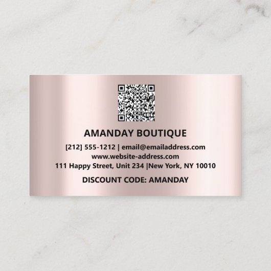 100 Logo QRCODE 20%OFF Code Roos Metaal Roze Visitekaartje (Achterkant)