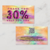 100 Logo QRCODE 30%OFF Dank Pinky Holografisch Visitekaartje (Voorkant / Achterkant)