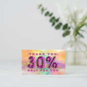 100 Logo QRCODE 30%OFF Dank Pinky Holografisch Visitekaartje (Staand voorkant)