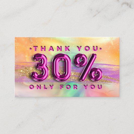 100 Logo QRCODE 30%OFF Dank Pinky Holografisch Visitekaartje (Voorkant)