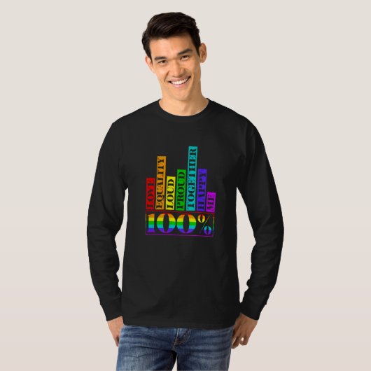 100 Love Equality Retro Rainbow LGBT LGBTQ Pride M T-shirt (Voorkant volledig)