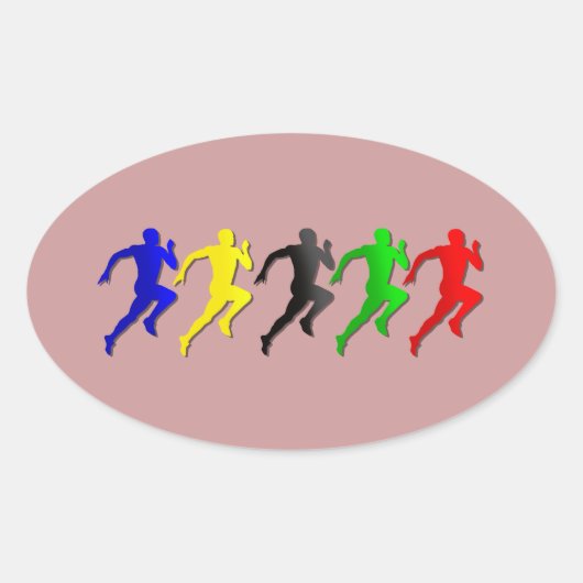 100 m 200 m 400 m Runners 800 m Running Running Ovale Sticker (Voorkant)