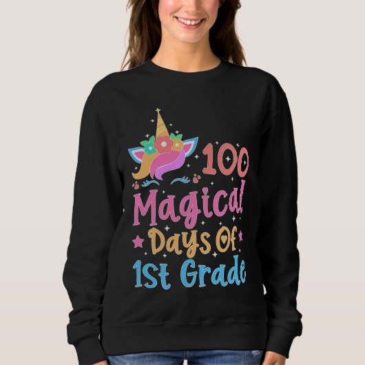 100 Magical Days of 1st Grade School Unicorn Teach Trui (Voorkant)