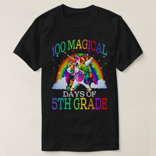 100 Magical Days Of 5th Grade Unicorn T-shirt (Design voorkant)