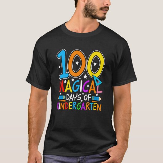 100 Magical Days Of Kindergarten  Student Teacher  T-shirt (Voorkant)
