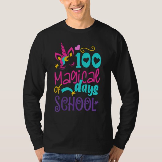 100 Magical Days of School Girl Unicorn Teacher Le T-shirt (Voorkant)