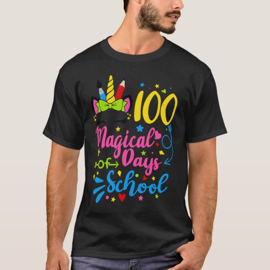 100 magical days of school Girls Kids 100 Days of  T-shirt (Voorkant)