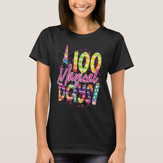 100 magical days of school unicorn student teacher t-shirt (Voorkant)