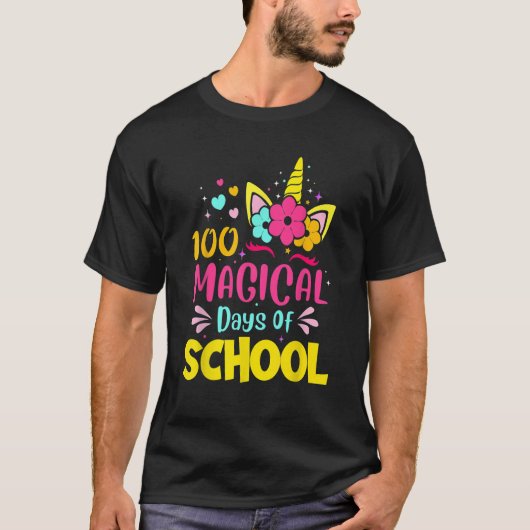 100 Magical Days of School Unicorn  Teacher Studen T-shirt (Voorkant)