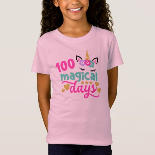 100 Magische Dagen Eenhoorn 100 Dagen School Shirt (Voorkant)