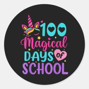 100 Magische Dagen Eenhoorn Meisjes Kinder 100ste  Ronde Sticker
