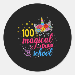 100 Magische Dagen Unicorn Kinder kostuum 100e dag Ronde Sticker