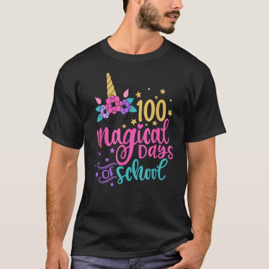 100 Magische Dagen van de Unicorn-lerarenstudent T-shirt (Voorkant)
