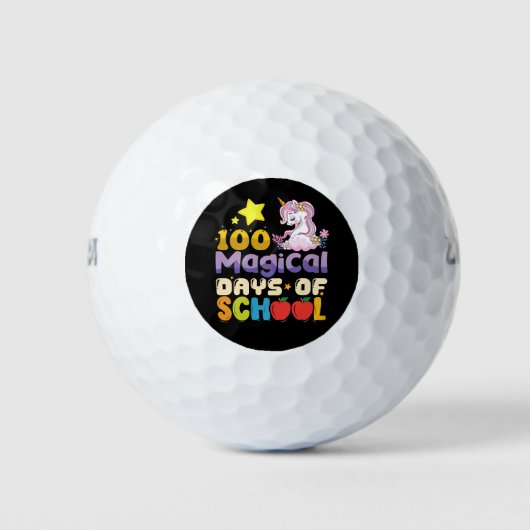 100 magische dagen van school eenhoorn leraar golfballen (Voorkant)