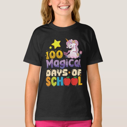 100 magische dagen van school eenhoorn leraar t-shirt (Voorkant)