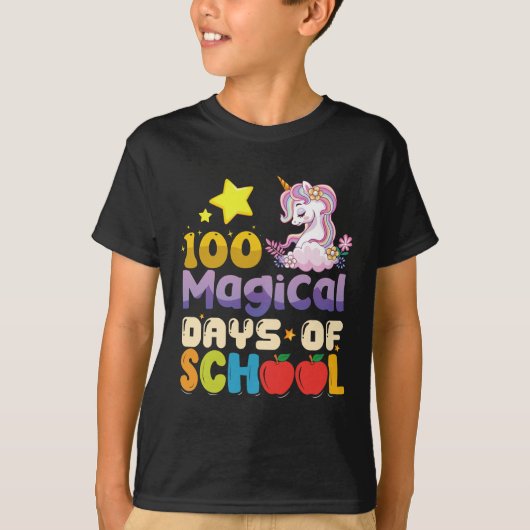 100 magische dagen van school eenhoorn leraar t-shirt (Voorkant)
