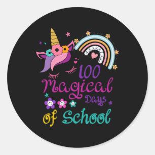 100 magische dagen van school regenboog leraar een ronde sticker