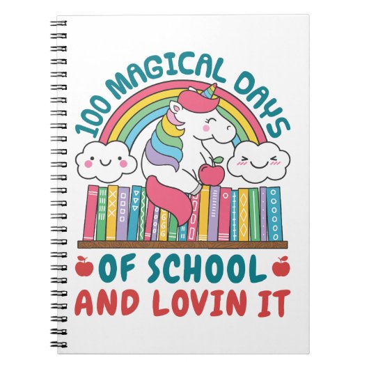 100 Magische Dagen van School Unicorn Notitieboek (Voorkant)