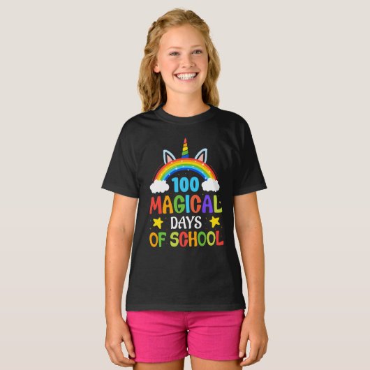 100 Magische Dagen van School Unicorn T-shirt (Voorkant volledig)