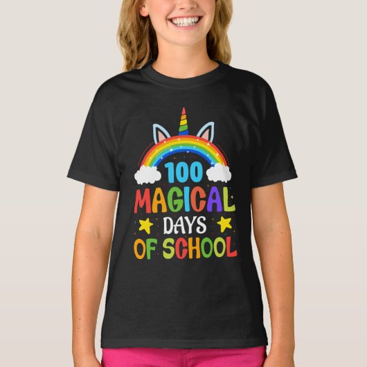 100 Magische Dagen van School Unicorn T-shirt (Voorkant)