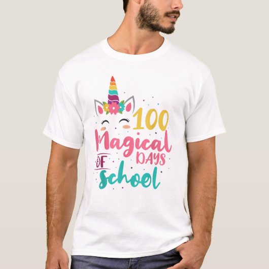 100 Magische Dagen van schoolUnicorn Gift Teacher T-shirt (Voorkant)