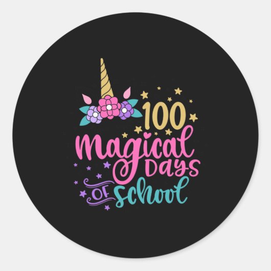 100 magische schooldagen ronde sticker (Voorkant)