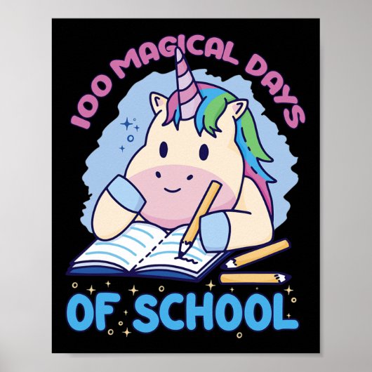 100 magische schooldagen unicorn 100 dagen sch poster (Voorkant)
