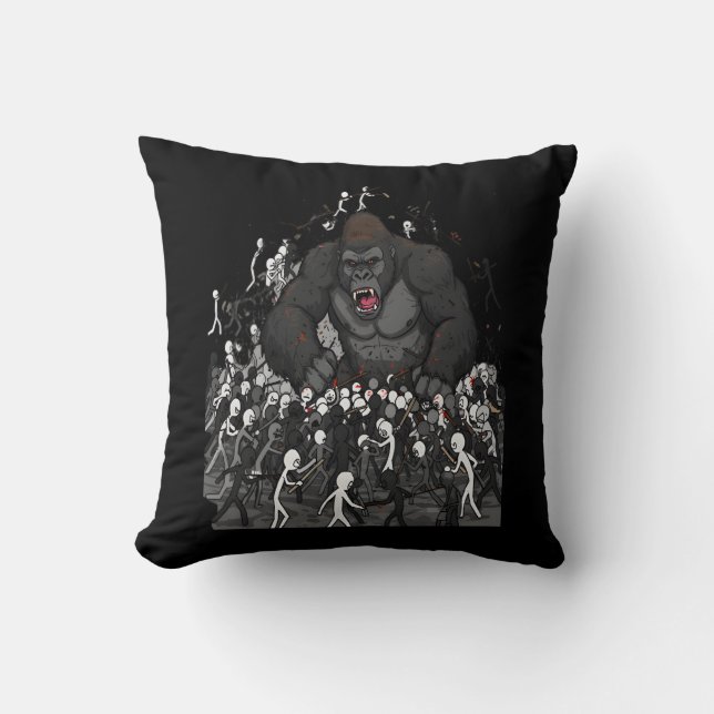 100 mannen vs 1 gorilla, Cadeau voor hem, Gorilla  Kussen (Voorkant)