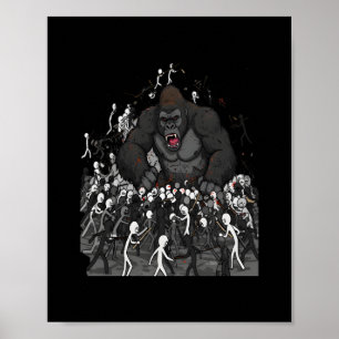 100 mannen vs 1 gorilla, Cadeau voor hem, Gorilla Poster