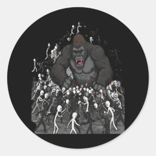 100 mannen vs 1 gorilla, Cadeau voor hem, Gorilla Ronde Sticker