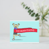 100 Marathon Gefeliciteerd voor hem Briefkaart (Staand voorkant)